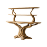 Elowen Sculpted Solid Wood Console Table with Shelves Natural Oak - Timberustic Console Table with Shelves
