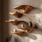 Elowen Sculpted Solid Wood Mushroom Floating Shelf - Timberustic Floating Shelf