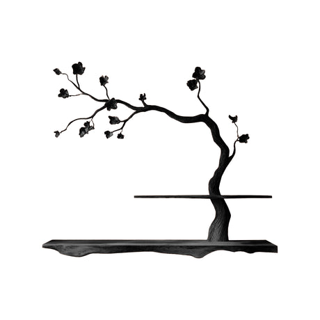 Elowen Sculpted Solid Wood Floating Tree-Inspired Display Shelf Black - Timberustic Tree-Inspired Display Shelf