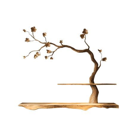 Elowen Sculpted Solid Wood Floating Tree-Inspired Display Shelf Natural Oak - Timberustic Tree-Inspired Display Shelf