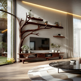Elowen Tree Branch Live Edge Solid Wood TV Console - Timberustic TV Console with Tree Shelf