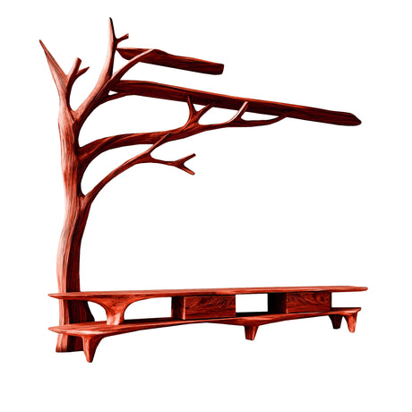 Elowen Tree Branch Live Edge Solid Wood TV Console Mahogany - Timberustic TV Console with Tree Shelf