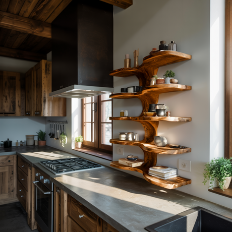 Elvane Flow Trunk Floating Kitchen Shelf - Timberustic Floating Kitchen Shelf