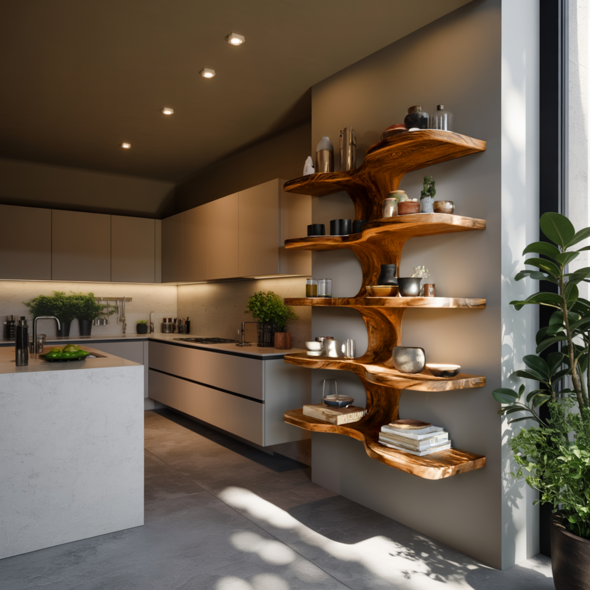 Elvane Flow Trunk Floating Kitchen Shelf - Timberustic Floating Kitchen Shelf