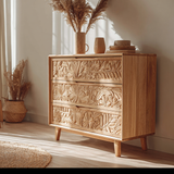 Elvara Hand-Carved Solid Wood Sideboard Cabinet
