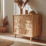 Elvara Hand-Carved Solid Wood Sideboard Cabinet - Timberustic Sideboard Cabinet