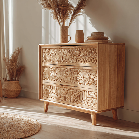 Elvara Hand-Carved Solid Wood Sideboard Cabinet - Timberustic Sideboard Cabinet