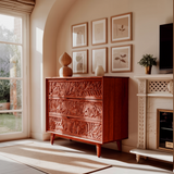 Elvara Hand-Carved Solid Wood Sideboard Cabinet