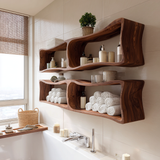 Elvara Sculpted Solid Wood Floating Bathroom Storage - Timberustic Floating Bathroom Storage
