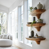 Elvara Sculpted Solid Wood Mushroom Floating Shelf SPA154934 - Timberustic Floating Shelf