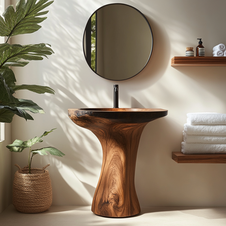 Elvara Sculpted Solid Wood Pedestal Sink - Timberustic Pedestal Sink