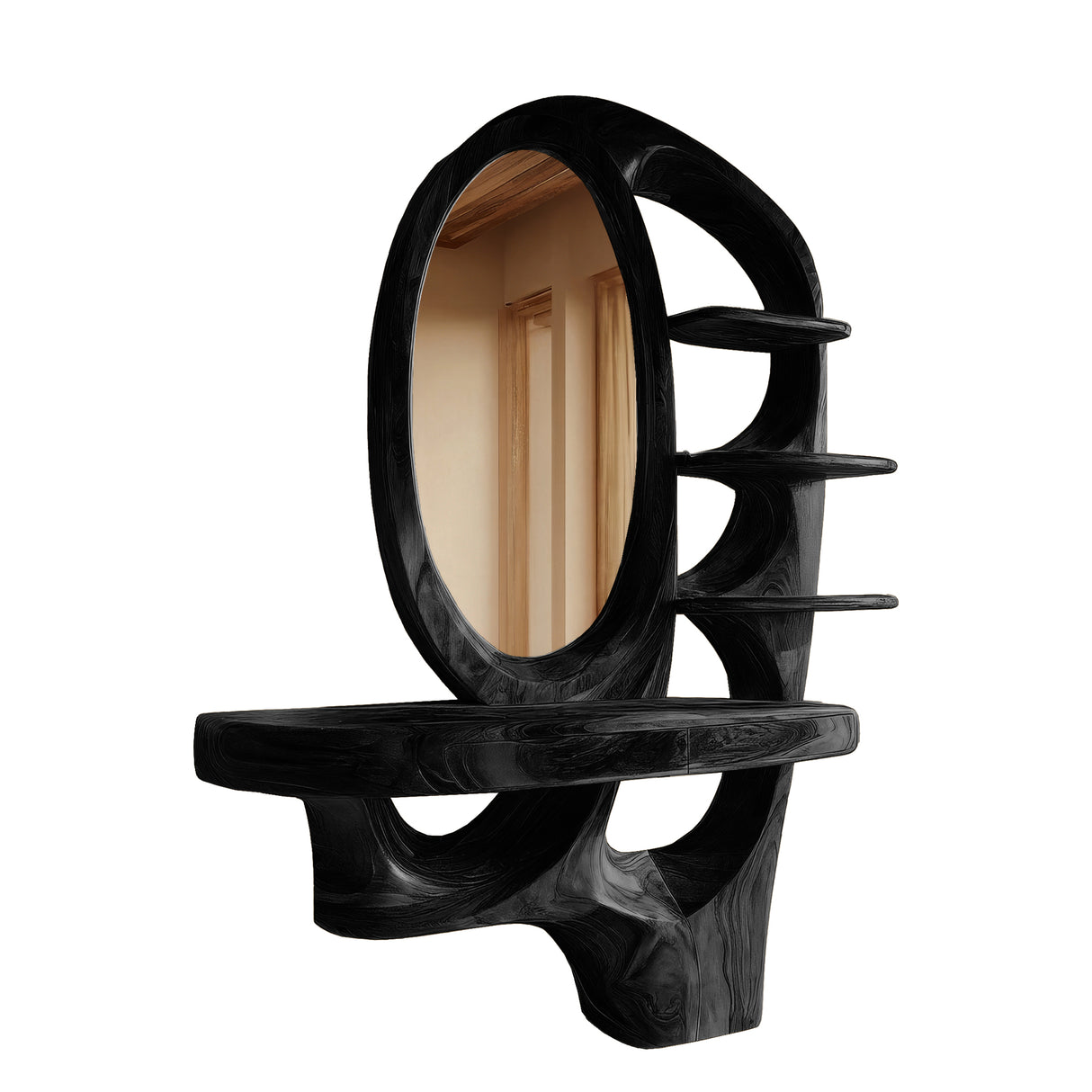 Elvaria Sculpted Solid Wood Cosmetic Table Black - Timberustic Cosmetic Table