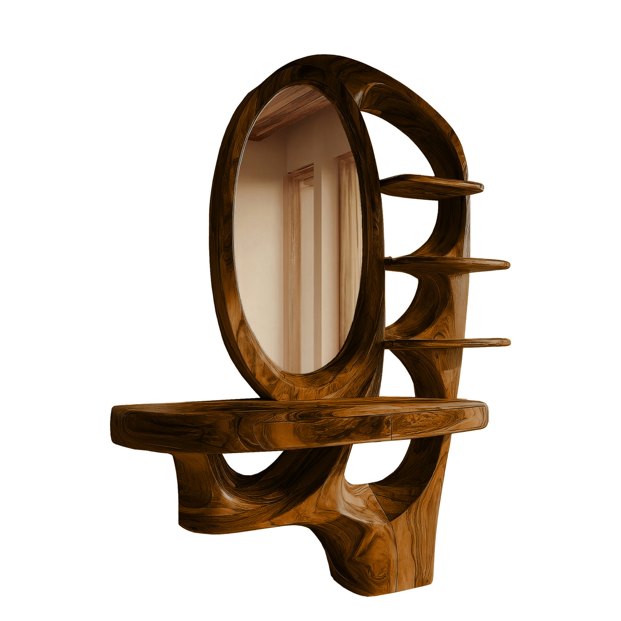 Elvaria Sculpted Solid Wood Cosmetic Table Brown - Timberustic Cosmetic Table