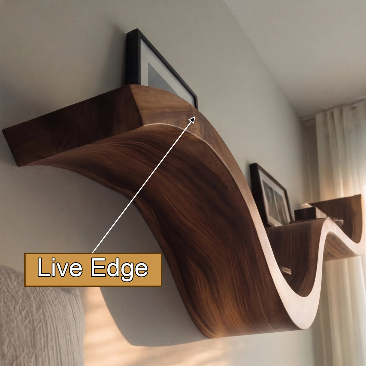Elvaria Sculpted Solid Wood Floating Shelf SPA254336 - Timberustic Floating Shelf