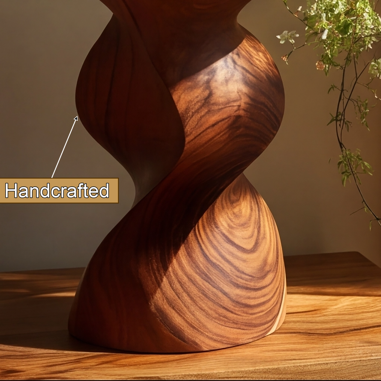 Elvaris Balanced Twist Solid Wood Pedestal Stand - Timberustic Pedestal Stand