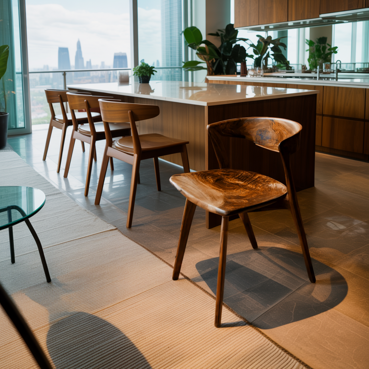 Elvarn Curve Solid Wood Dining Chair - Timberustic Dining Chair