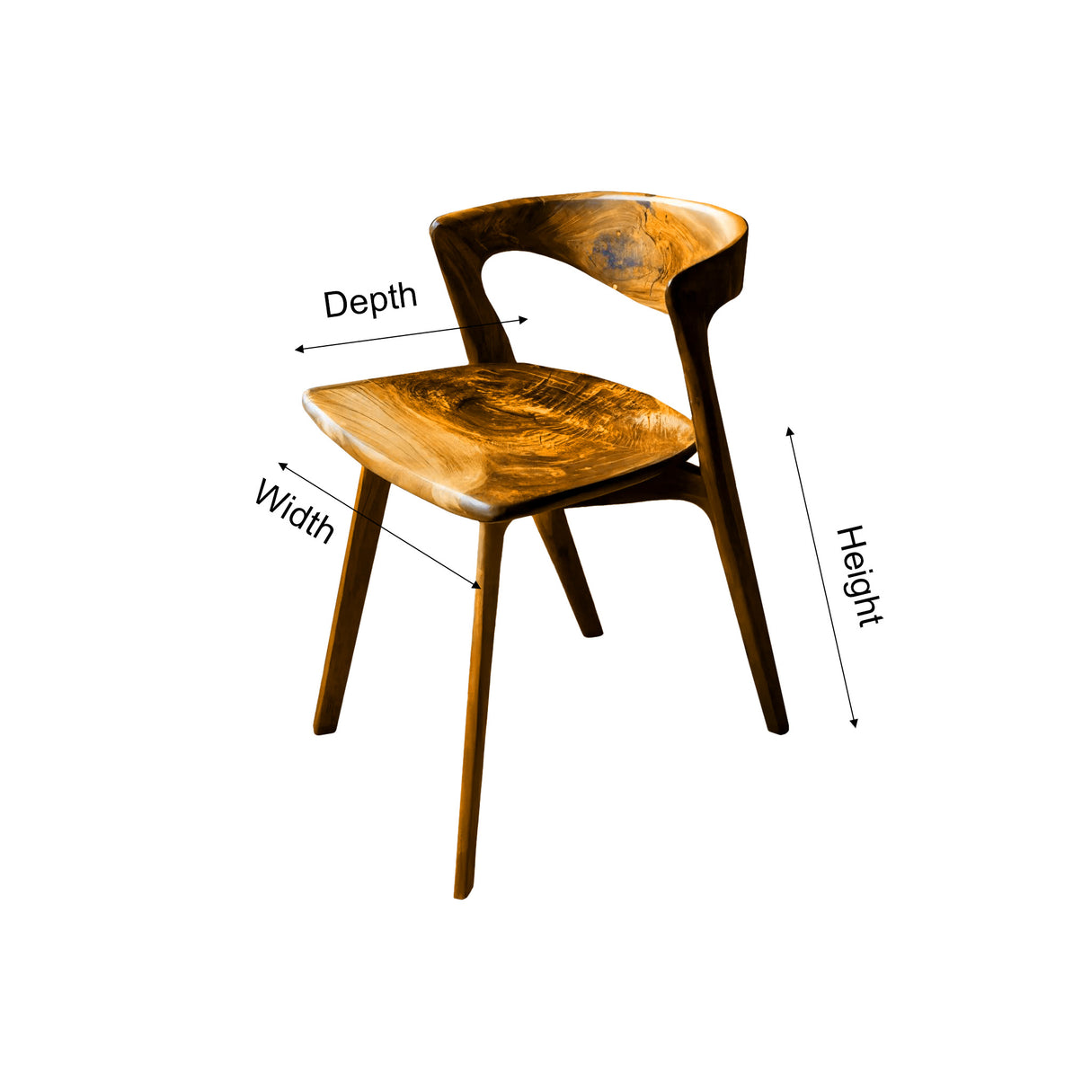 Elvarn Curve Solid Wood Dining Chair - Timberustic Dining Chair