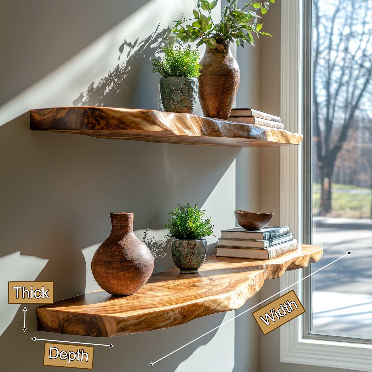Elvaron Live Edge Solid Wood Floating Shelf SPA845621 - Timberustic Floating Shelf