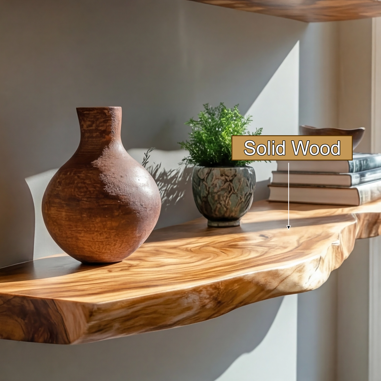 Elvaron Live Edge Solid Wood Floating Shelf SPA845621 - Timberustic Floating Shelf