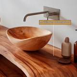 Elvaron Sculpted Solid Wood Floating Bathroom Vanity with Open Storage - Timberustic Floating Bathroom Vanity with Open Storage