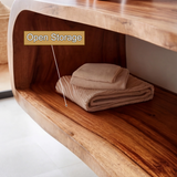 Elvaron Sculpted Solid Wood Floating Bathroom Vanity with Open Storage - Timberustic Floating Bathroom Vanity with Open Storage