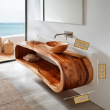 Elvaron Sculpted Solid Wood Floating Bathroom Vanity with Open Storage - Timberustic Floating Bathroom Vanity with Open Storage