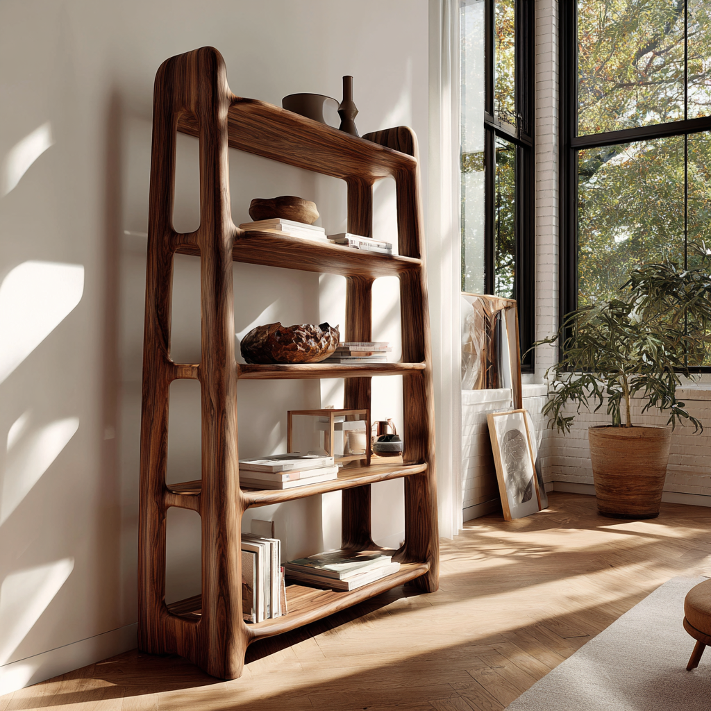Elvorn Curve Solid Wood Bookshelf - Timberustic Bookshelf