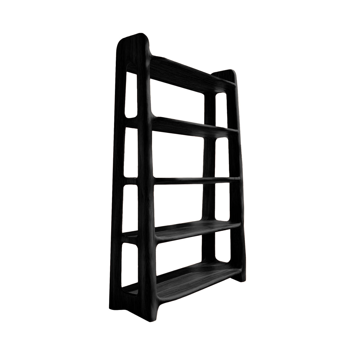 Elvorn Curve Solid Wood Bookshelf Black - Timberustic Bookshelf