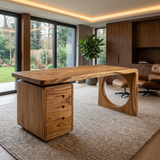 Elyndor Handcrafted Solid Wood Desk with Drawers - Timberustic Desk With Drawers