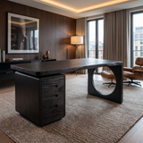 Elyndor Handcrafted Solid Wood Desk with Drawers Black - Timberustic Desk With Drawers