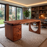 Elyndor Handcrafted Solid Wood Desk with Drawers Mahogany - Timberustic Desk With Drawers