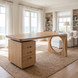 Elyndor Handcrafted Solid Wood Desk with Drawers Natural Oak - Timberustic Desk With Drawers