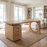 Elyndor Handcrafted Solid Wood Desk with Drawers Natural Oak - Timberustic Desk With Drawers
