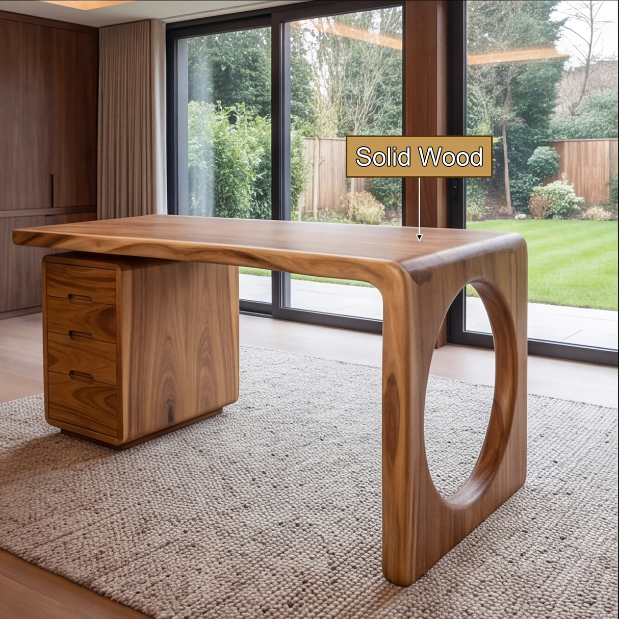 Elyndor Handcrafted Solid Wood Desk with Drawers - Timberustic Desk With Drawers