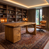 Elyndor Handcrafted Solid Wood Desk with Drawers Teak - Timberustic Desk With Drawers