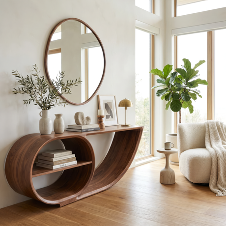 Elyndra Sculpted Solid Wood Console Table - Timberustic Console Table
