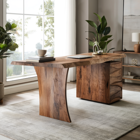 Elyndra Solid Wood Desk with Drawers - Timberustic Desk With Drawers