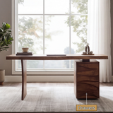 Elyndra Solid Wood Desk with Drawers - Timberustic Desk With Drawers