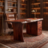 Elyndra Solid Wood Desk with Drawers Mahogany - Timberustic Desk With Drawers