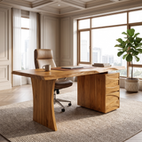 Elyndra Solid Wood Desk with Drawers Teak - Timberustic Desk With Drawers