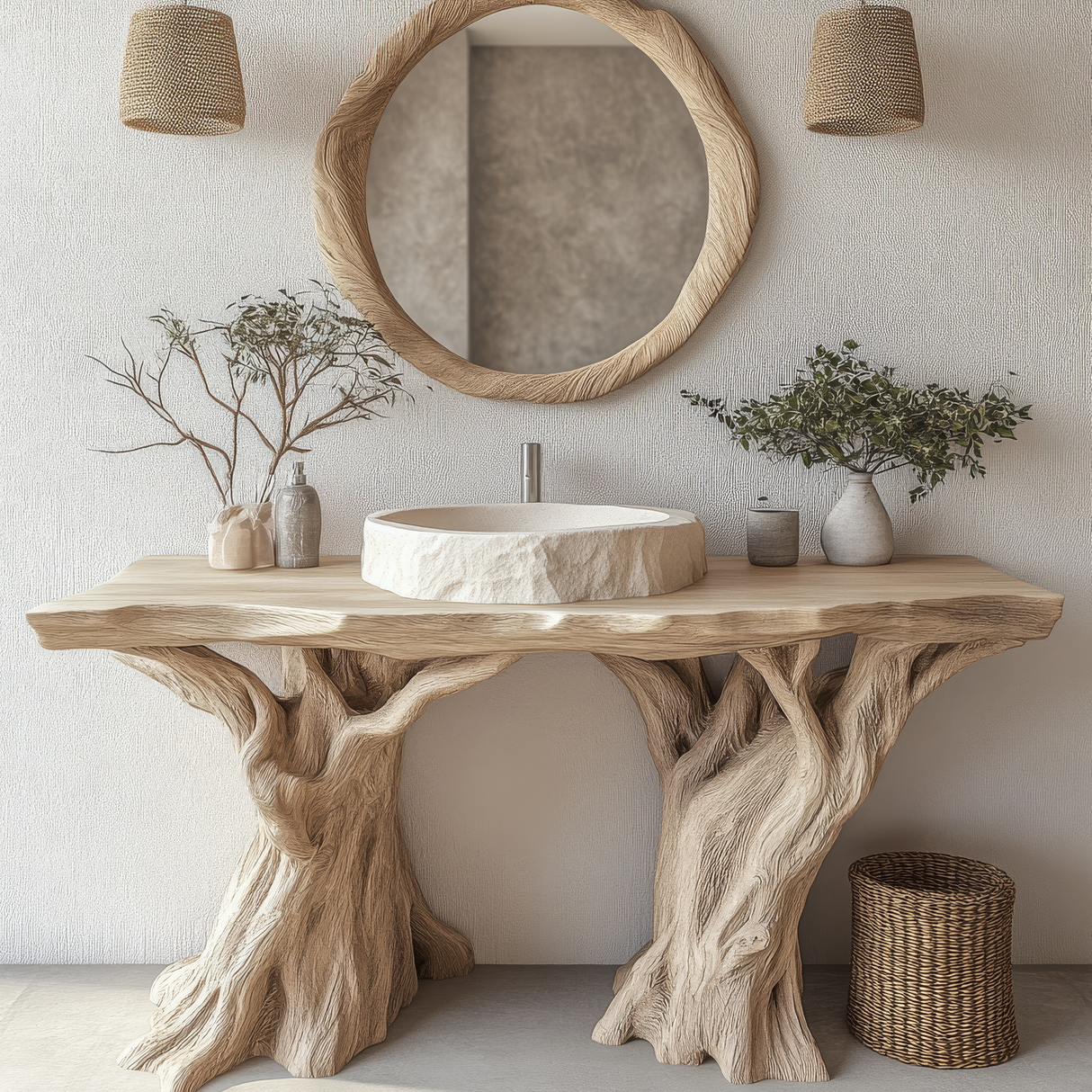Elyndra Treeform Solid Wood Freestanding Bathroom Vanity - Timberustic Freestanding Bathroom Vanity