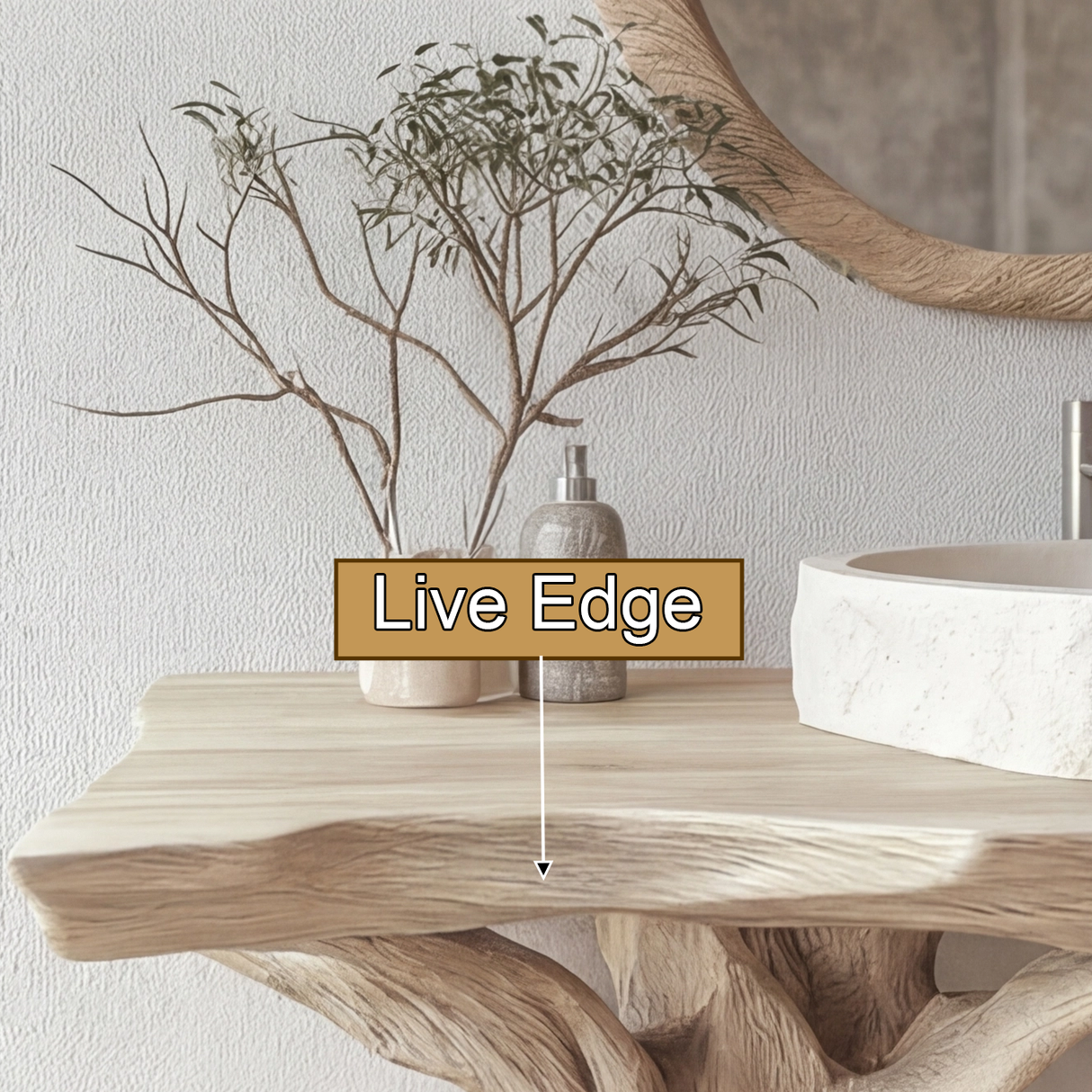 Elyndra Treeform Solid Wood Freestanding Bathroom Vanity - Timberustic Freestanding Bathroom Vanity