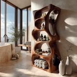Elyra Sculpted Solid Wood Bathroom Display Shelf - Timberustic Bathroom Cabinet
