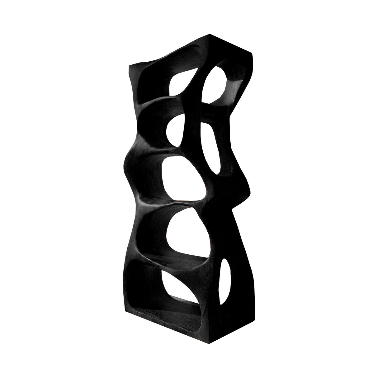 Elyra Sculpted Solid Wood Bathroom Display Shelf Black - Timberustic Bathroom Cabinet