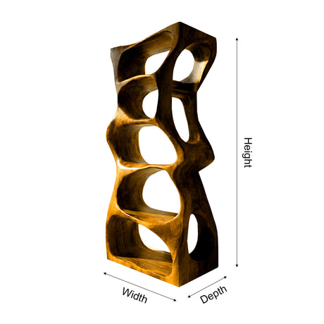 Elyra Sculpted Solid Wood Bathroom Display Shelf