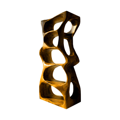 Elyra Sculpted Solid Wood Bathroom Display Shelf