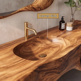 Elyra Sculpted Solid Wood Floating Bathroom Vanity with Integrated Sink and Open Storage - Timberustic Floating Bathroom Vanity with Integrated Sink and Open Storage