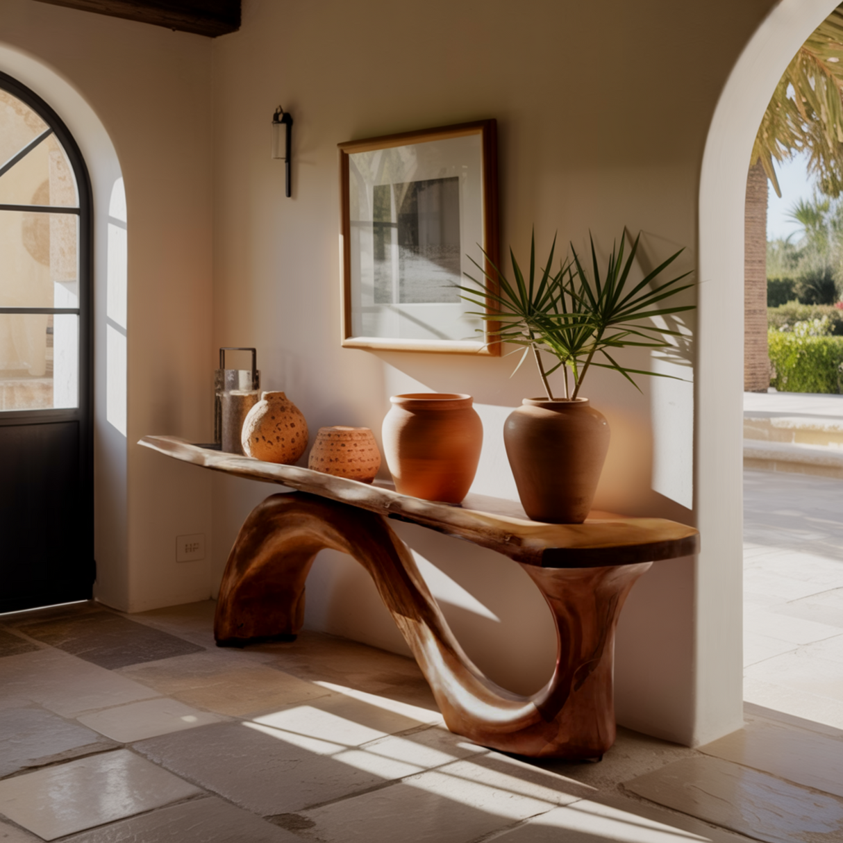 Elyra Sculptural Organic Solid Wood Console Table