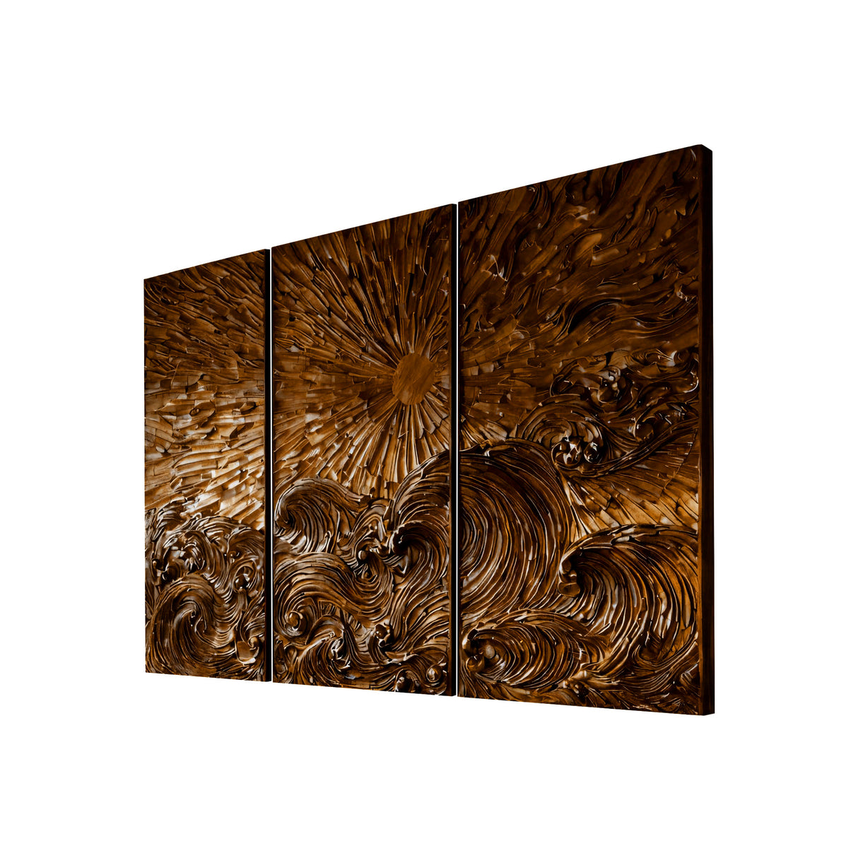 Elyrion Solid Wood Sculpted Wall Art Brown - Timberustic Wall Art
