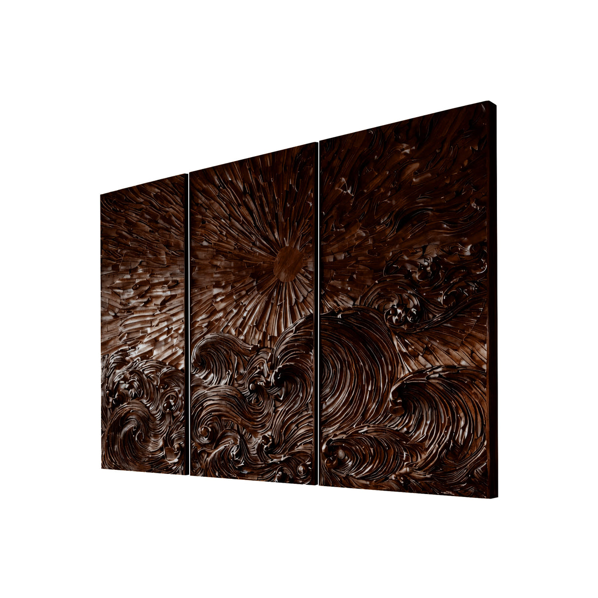Elyrion Solid Wood Sculpted Wall Art Dark Walnut - Timberustic Wall Art